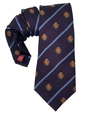 Ralph Lauren Chaps Club Crest Shields Necktie Tie All Silk Hand Made Excellent
